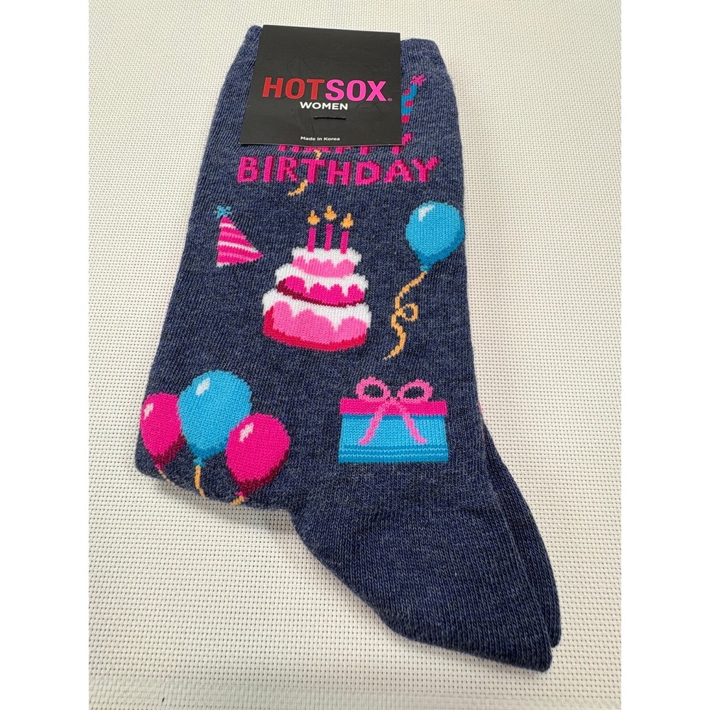 Hot Sox Women's Socks – Birthday Cake Balloons Party Gift Theme – NWT